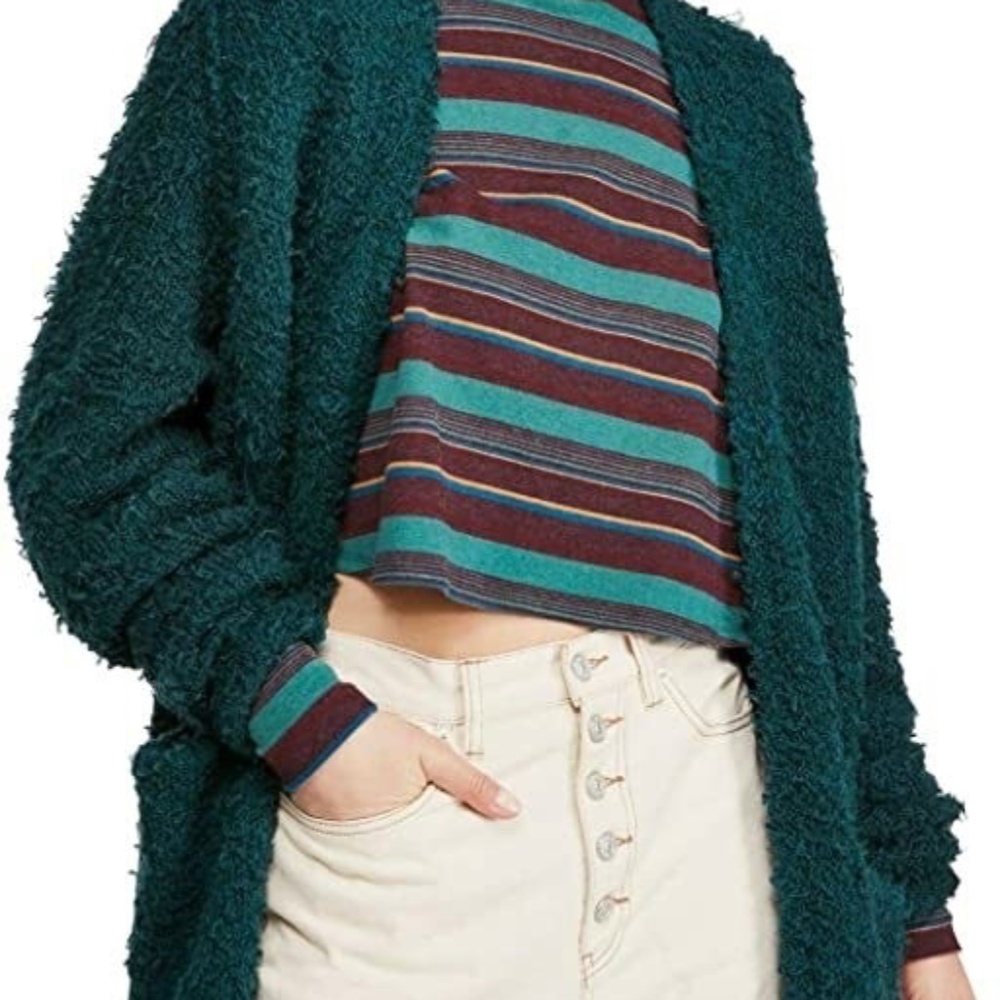 Free People Women's Once in a Lifetime Wool Blend Cardigan Sweater Evergreen M